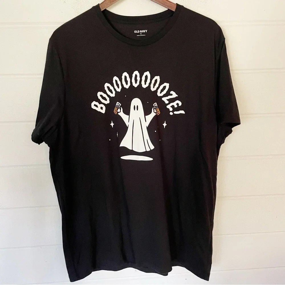 Old Navy Unisex Short Sleeve Crewneck Cotton Blend Black Ghost Tee Size XL - Picture 1 of 6